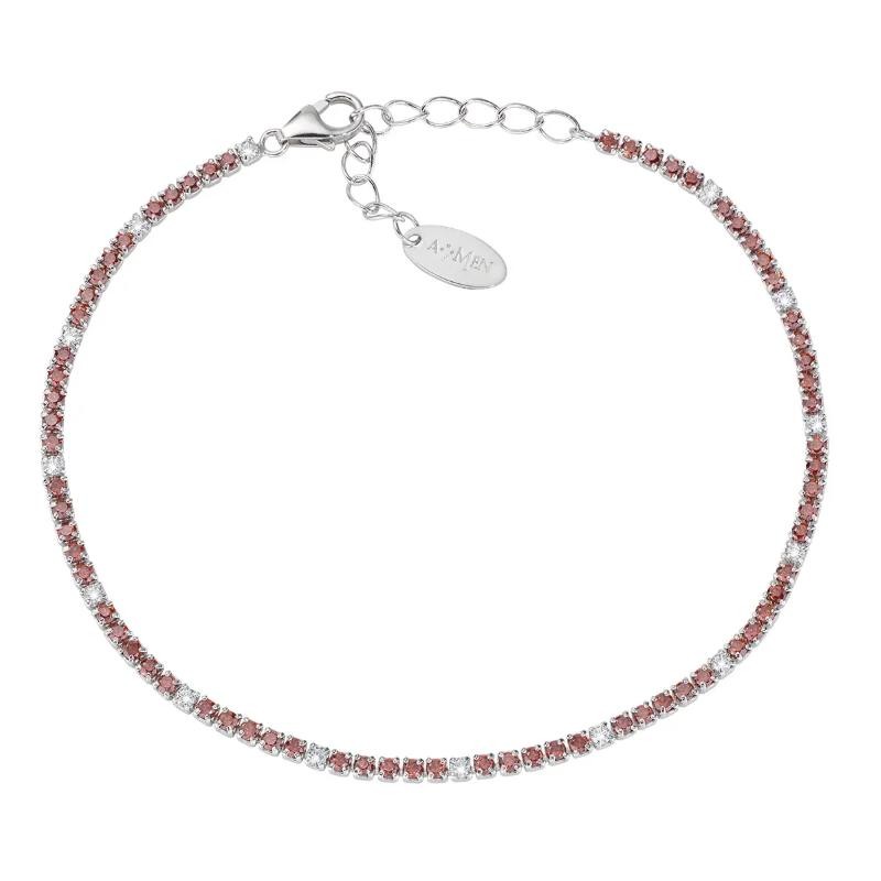 Bracciale Tennis Mania BT1BARB17 con Zirconi Arancioni e Bianchi AMEN