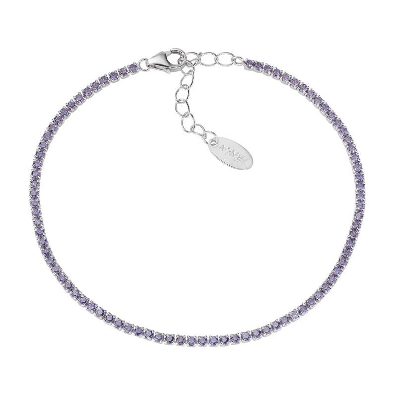 Bracciale donna Amen BT1BVI17 Tennis in argento con zirconi viola 