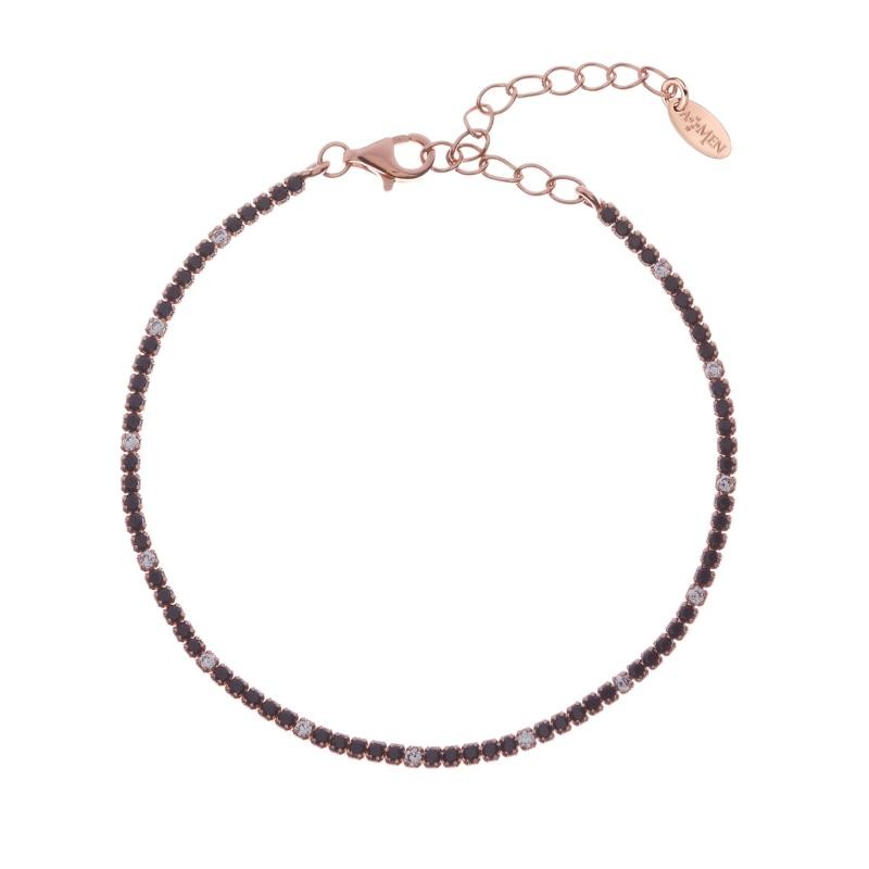 Bracciale donna Amen Tennis -BT1RNB17- argento rosé zirconi neri e bianchi 