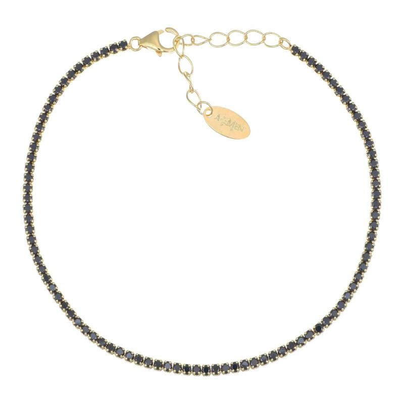 Bracciale Tennis donna Mania Dorato AMEN - BT1GN17 - con Zirconi Neri 