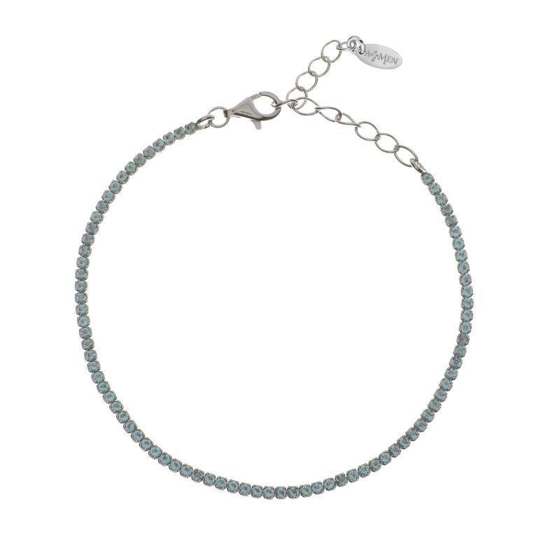 Bracciale Donna Tennis AMEN BT1BAC17 Argento 925 Zirconi Celesti 20 cm