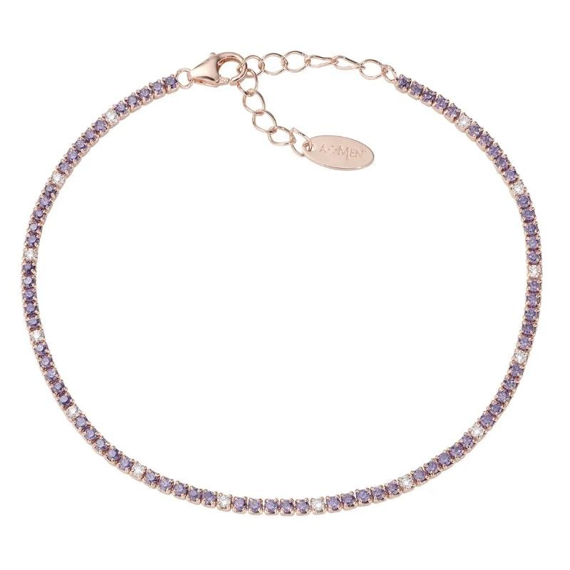 Bracciale Donna Amen tennis BT1RVIB17, Gioiello argento rosato e zirconi
