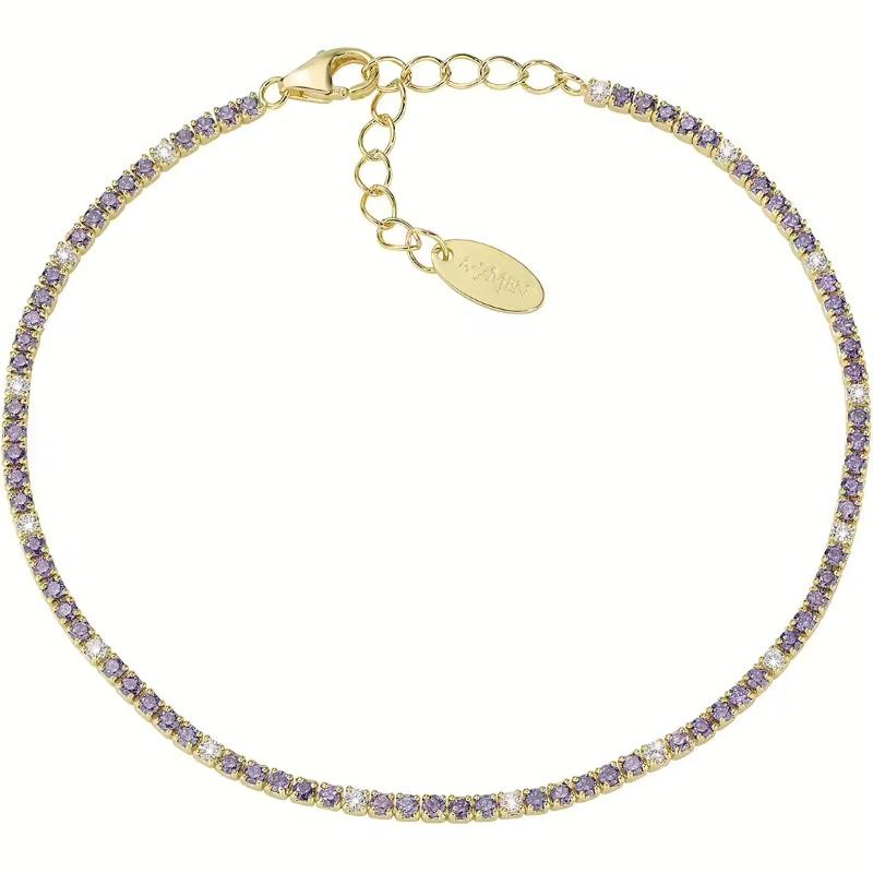 bracciale donna gioielli Amen BT1GVIB17 in argento 925 con zirconi viola e bianchi di colore oro