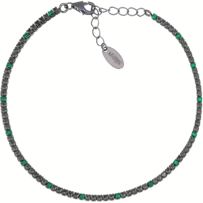 Bracciale da donna di Amen BT1NNVE17 in argento 925 con zirconi neri e verdi