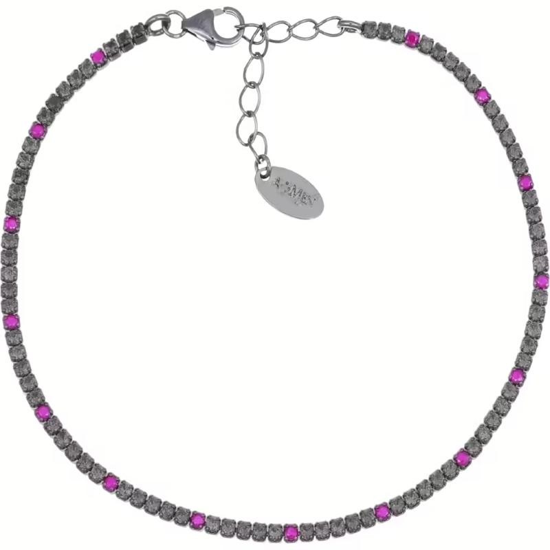 Bracciale donna gioielli Amen BT1NNR17 Bracciale in argento 925 con zirconi neri e rossi di colore rutenio