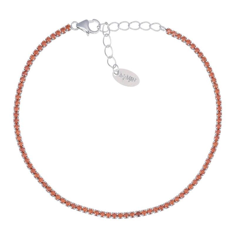 Bracciale Donna Tennis AMEN BT1BAR17 Argento 925 Rosato Zirconi Arancioni 20 cm