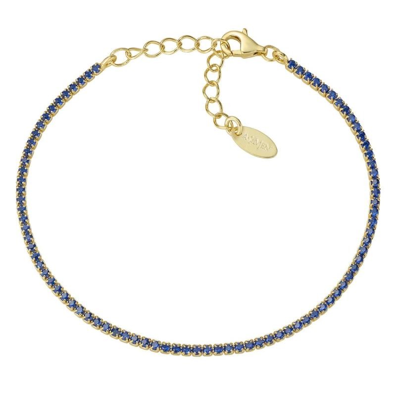 Bracciale Amen tennis BT1GBL17 Gioiello argento dorato e zirconi