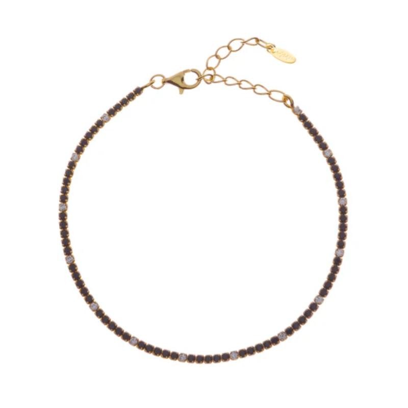Bracciale donna AMEN BT1GNB17 Tennis argento dorato zirconi bianchi e nero 