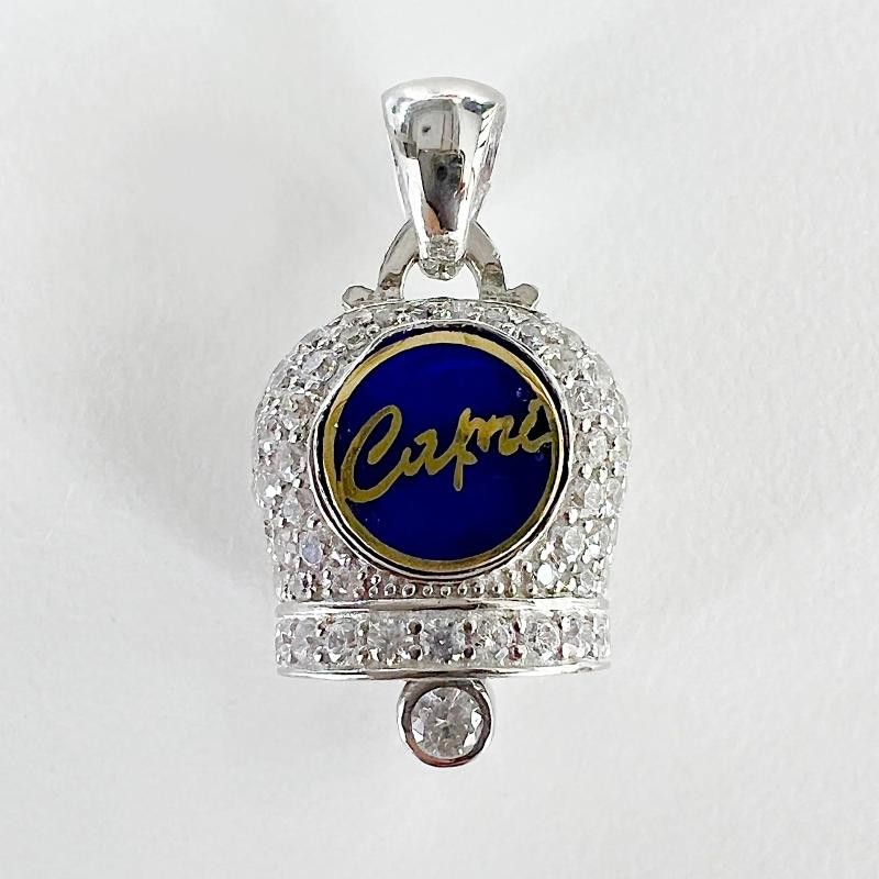 AMOCAPRI CZB0D2 Ciondolo in Metallo con campanella Capri Argento/Blu