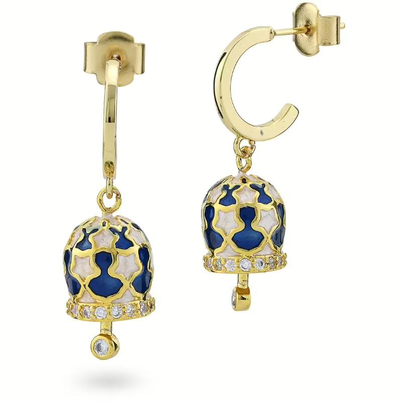 Orecchini donna CL/OR07 gioielli Boccadamo pendenti in bronzo con stelle bianche base blu