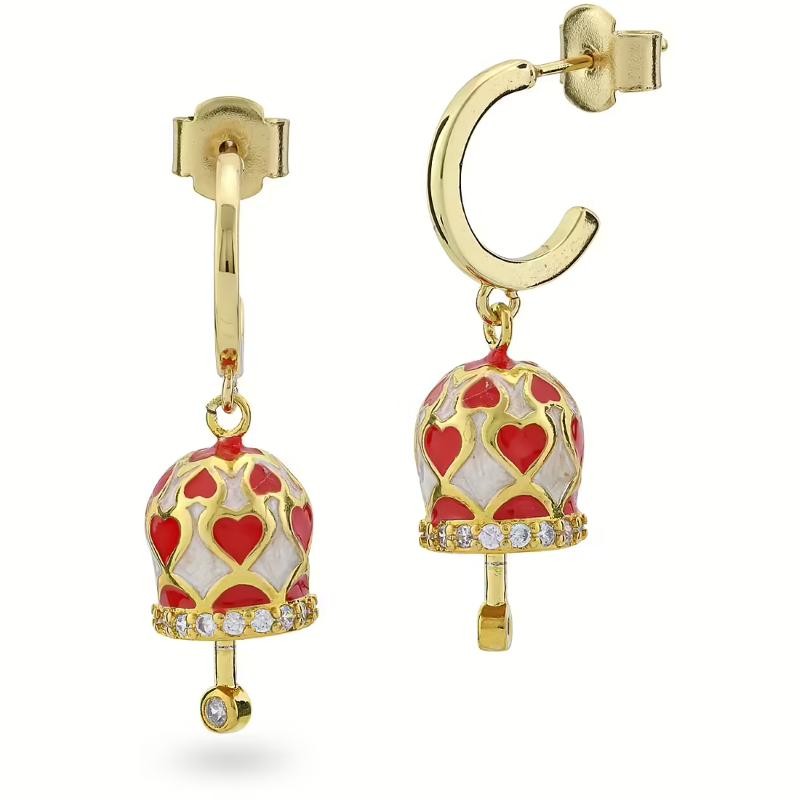 Orecchini donna CL/OR08 gioielli Boccadamo pendenti in bronzo placcato oro giallo con cuori rossi 