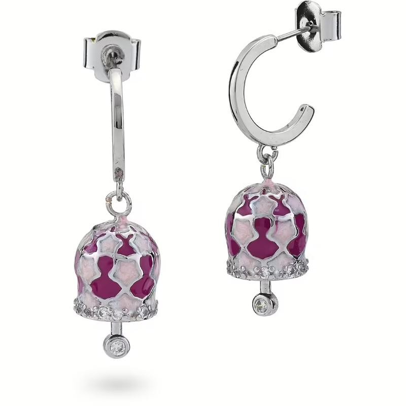 Orecchini donna CL/OR04 gioielli Boccadamo campanelle pendenti stelle rosa su base viola