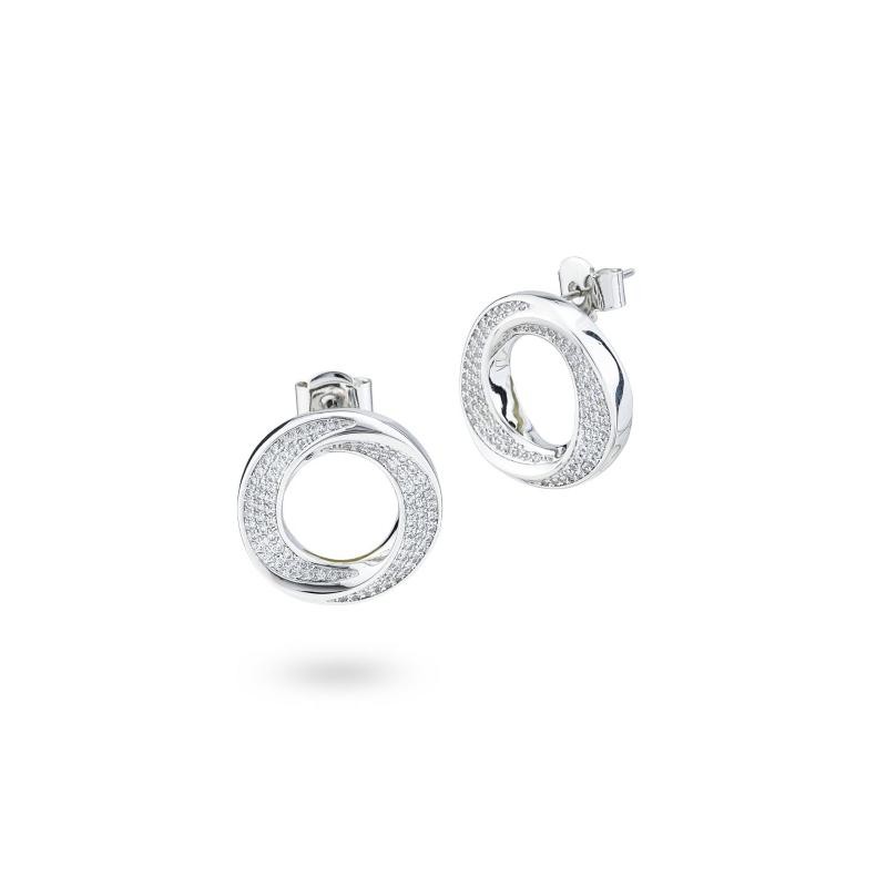 Orecchini Donna BOCCADAMO  KOR049 in Bronzo Rodiato con Pavè di Pietre