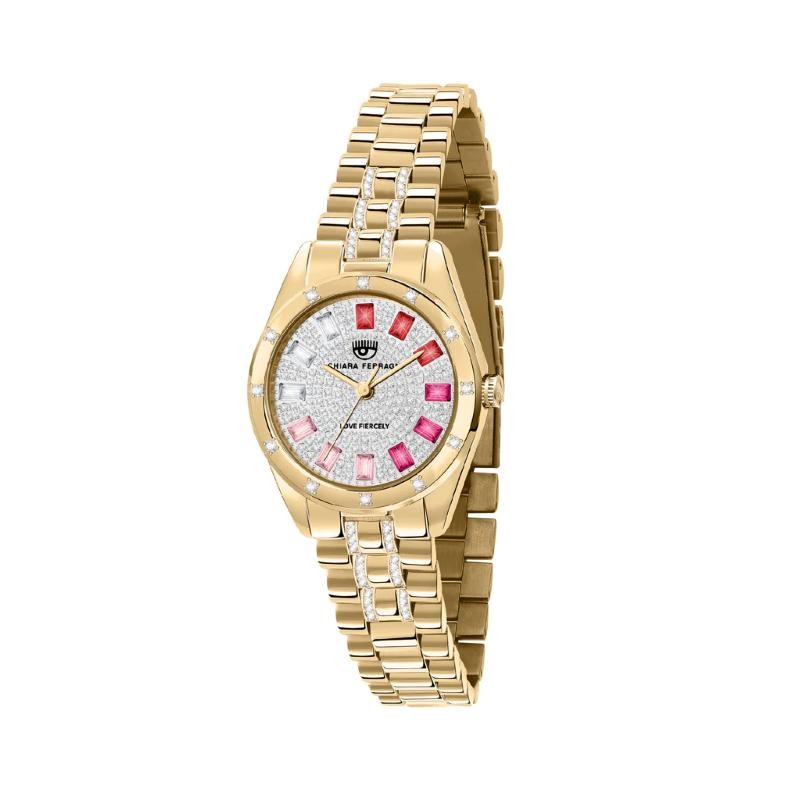 Orologio Donna Solo Tempo FERRAGNI R1953100515 Acciaio PVD Oro con Pietre
