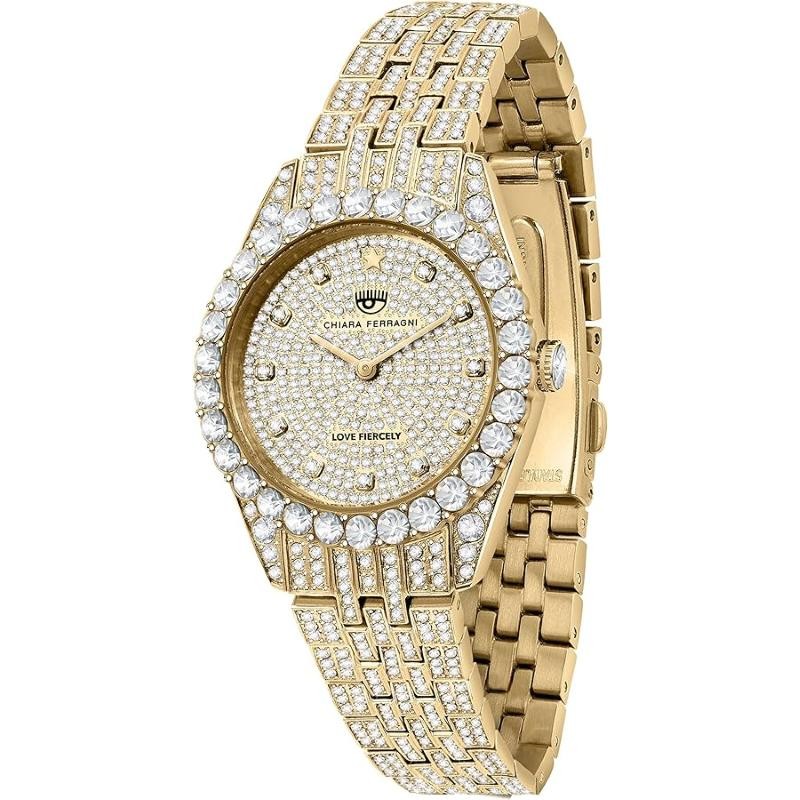 Orologio Donna Solo Tempo FERRAGNI R1953100507 Acciaio PVD Oro con Pietre
