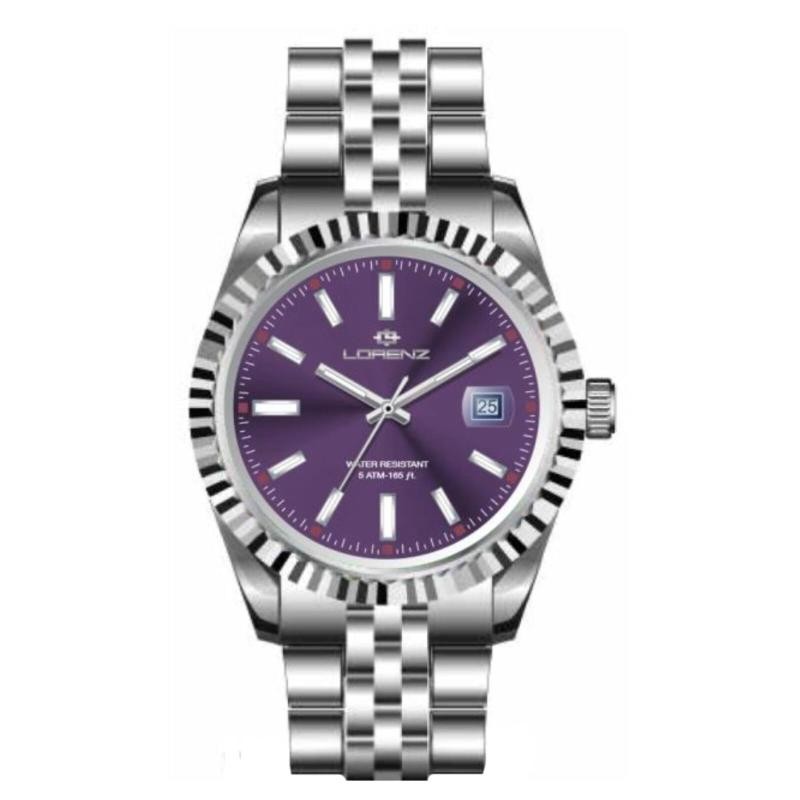 Orologio Uomo Solo Tempo LORENZ LZ26495EE Acciaio Fondo Viola con Datario
