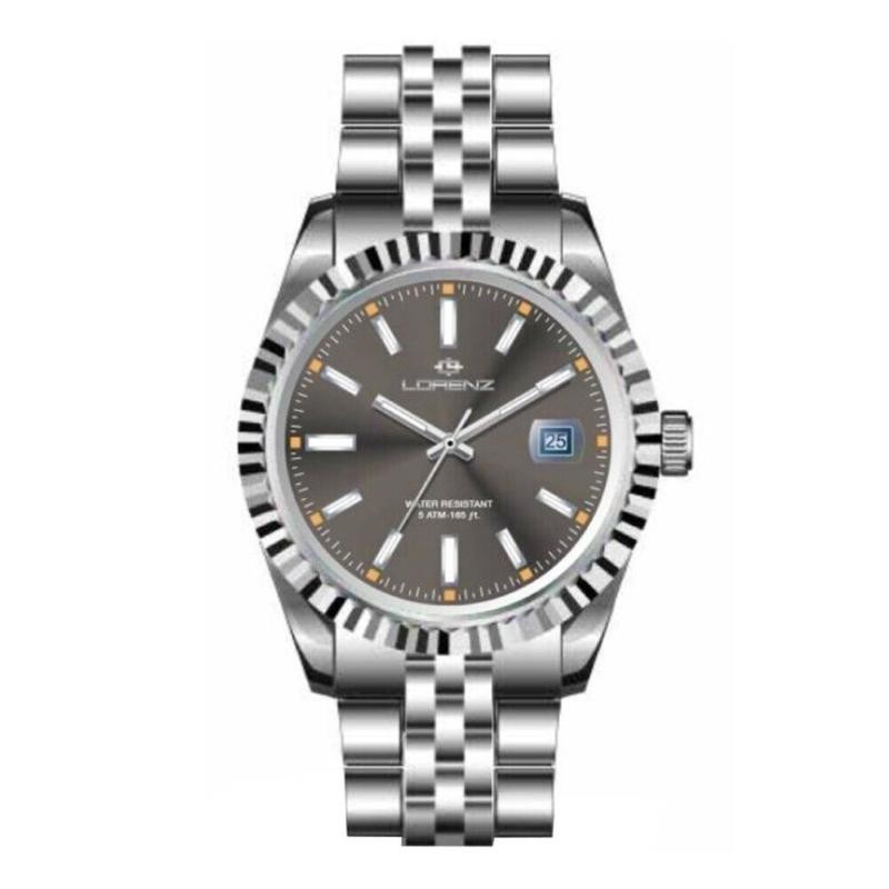 Orologio Uomo Solo Tempo LORENZ LZ26495GG Acciaio Fondo Grigio con Datario