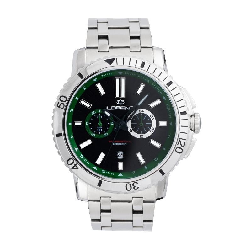 Orologio Uomo Chrono LORENZ LZ26893CC Acciaio Fondo Nero con Datario