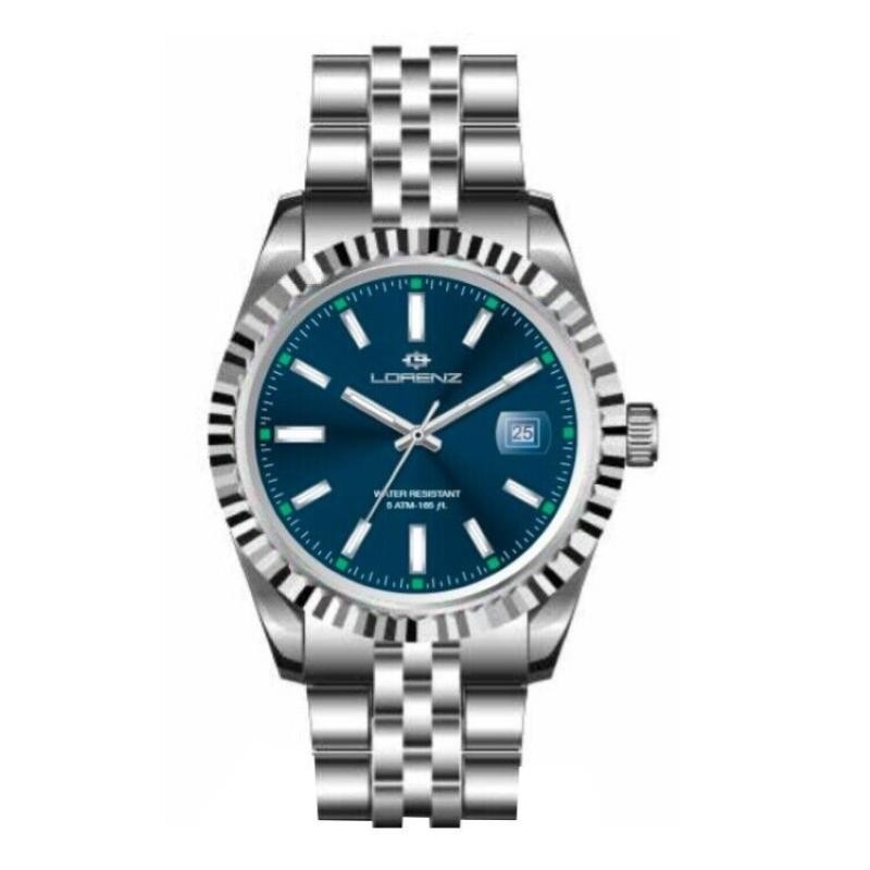 Orologio Uomo Solo Tempo LORENZ LZ26495CC Acciaio Fondo Blu con Datario