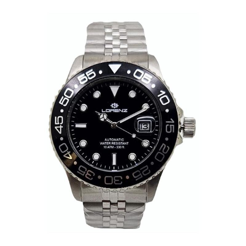 Orologio Uomo Automatico LORENZ LZ28196AA Acciaio Fondo Nero con Datario