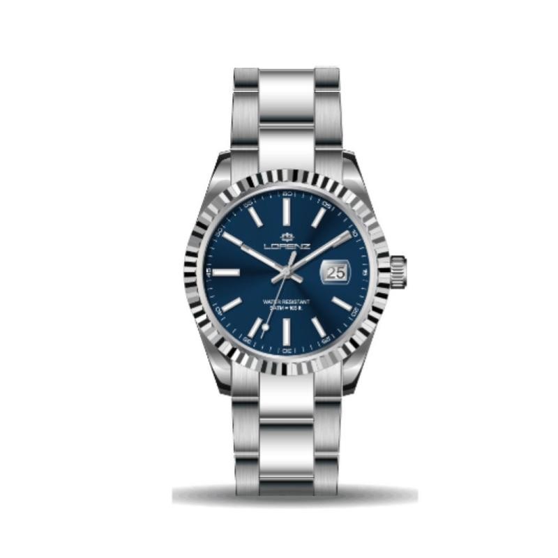 Orologio Donna Solo Tempo LORENZ LZ028192CC in Acciaio Fondo Blu con Datario