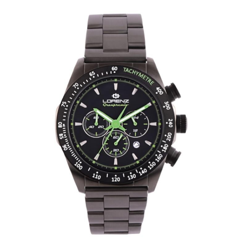 Orologio Uomo Cronografo LORENZ 030232DD in Acciaio PVD Gun e Dettagli Verdi