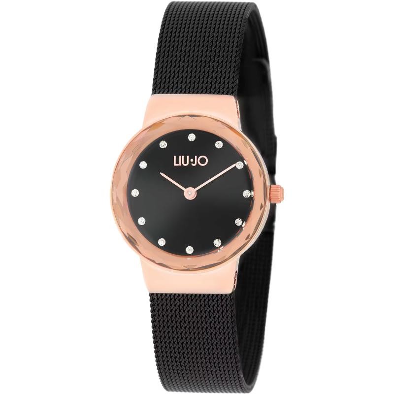 Orologio da donna LIU JO LUXURY AURORA TLJ1861 in acciaio nero mesh rosè con swarovski