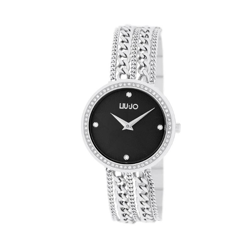 Orologio donna liu jo luury chains TLJ1831 bracciale acciaio quadrante nero