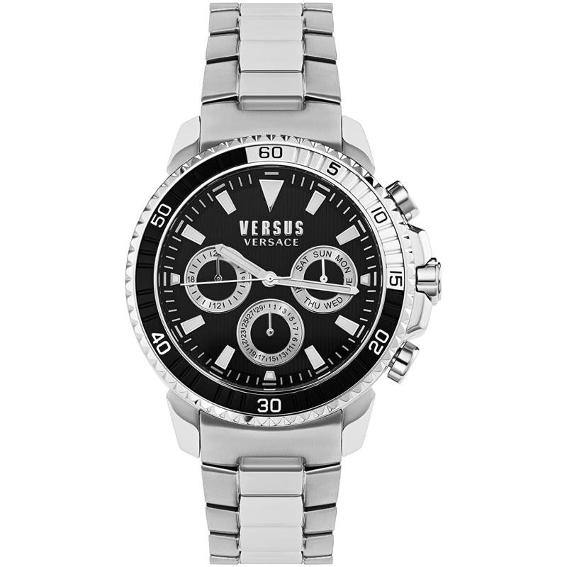 Orologio Uomo Multifunzione VERSUS VERSACE VSPLO1521 Cinturino Acciaio Fondo Nero