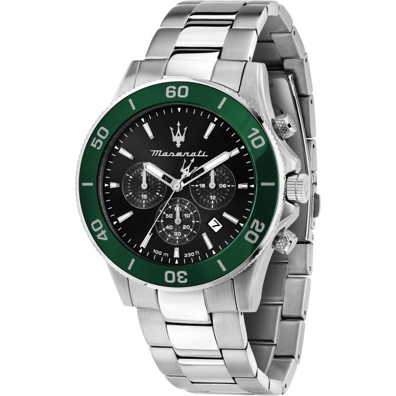 Orologio Uomo Cronografo MASERATI R8873600008 Cinturino Acciaio Ghiera Verde