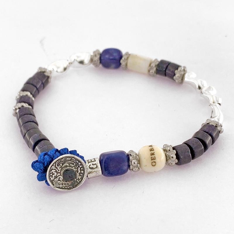 Bracciale Unisex GERBA MYLAND21 in Macramè con Pietre Naturali e Argento 925