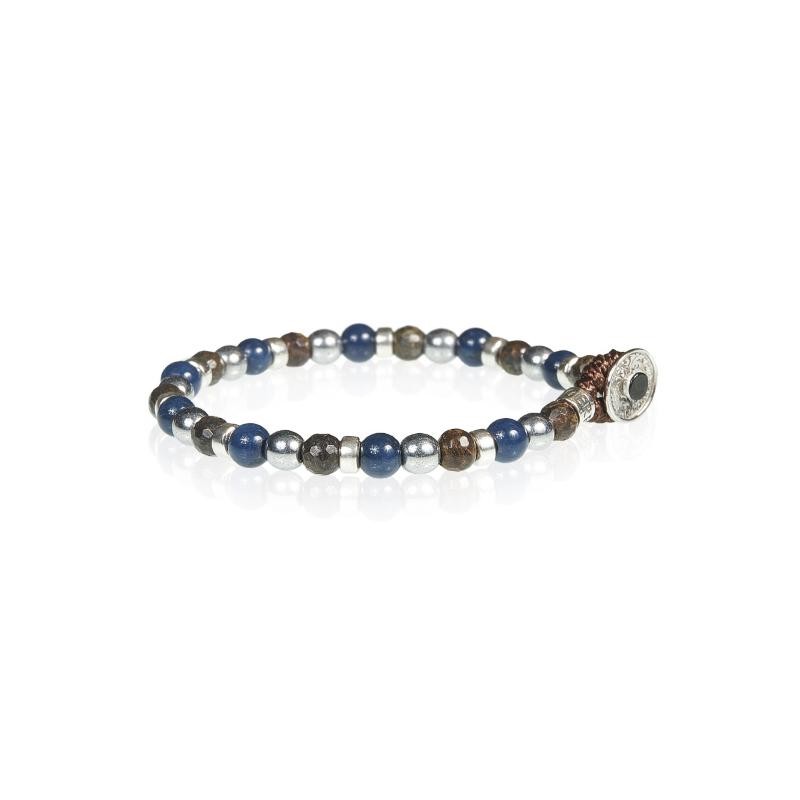 Bracciale Unisex GERBA 141 con Cordoncino Pietre Naturali e Argento 925