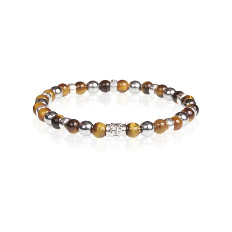 Bracciale Unisex GERBA 738 Elastico con Pietre Naturali e Argento 925