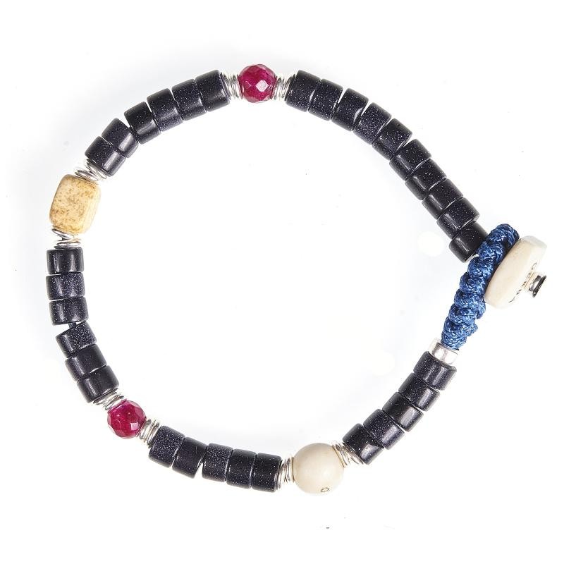 Bracciale Unisex GERBA WBLU03 con Cordoncino Pietre Naturali e Argento 925