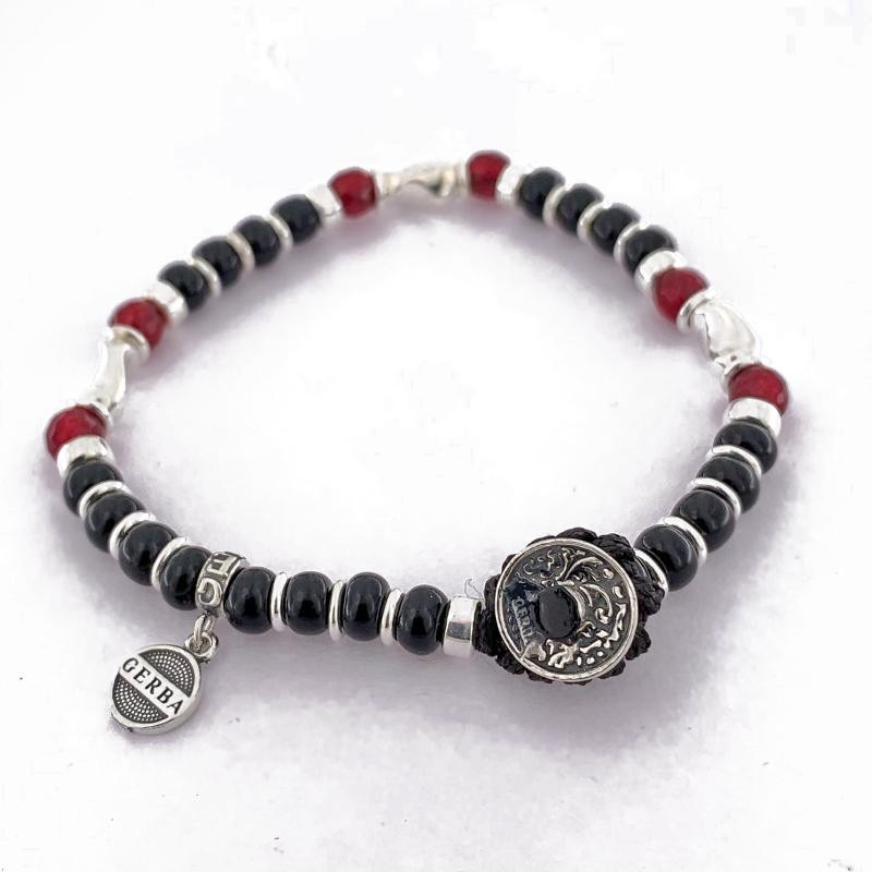 Bracciale Unisex GERBA SUN08 in Macramè con Pietre Naturali e Argento 925
