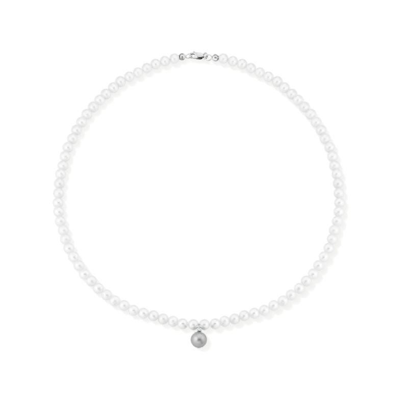 Collana Donna KIOTO COLPE003/7G con Perle Grigie e Diamante chiusura oro 18kt
