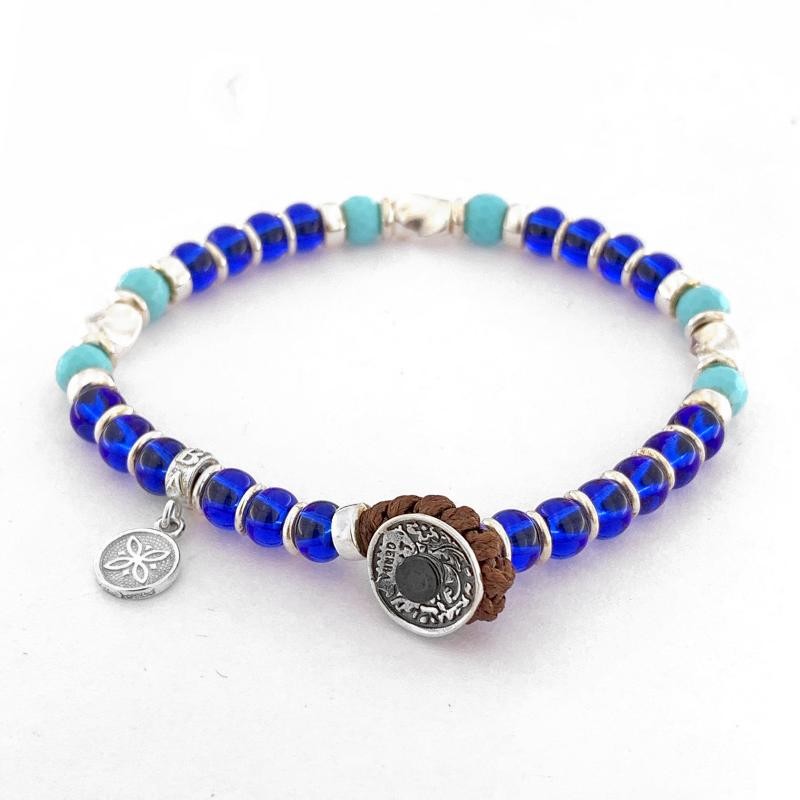 Bracciale Unisex GERBA SUN10 in Macramè con Pietre Naturali e Argento 925