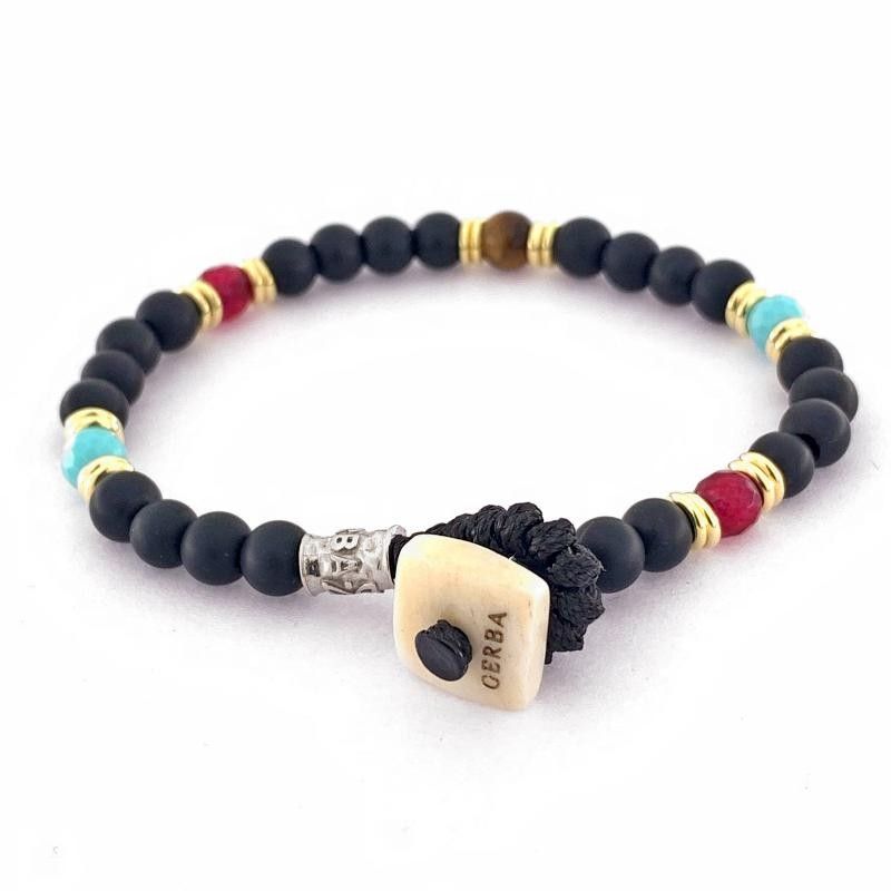 Bracciale Unisex GERBA WB08 in Macramè con Pietre Naturali e Argento 925
