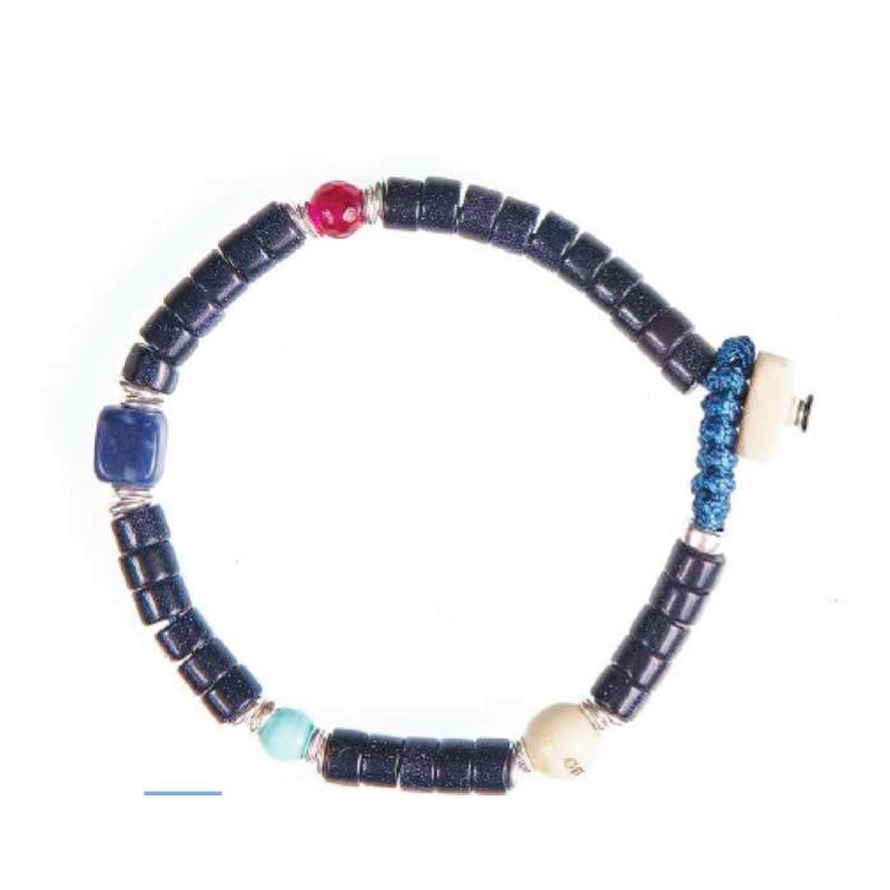 Bracciale Unisex GERBA WBLU02 con Cordoncino Pietre Naturali e Argento 925