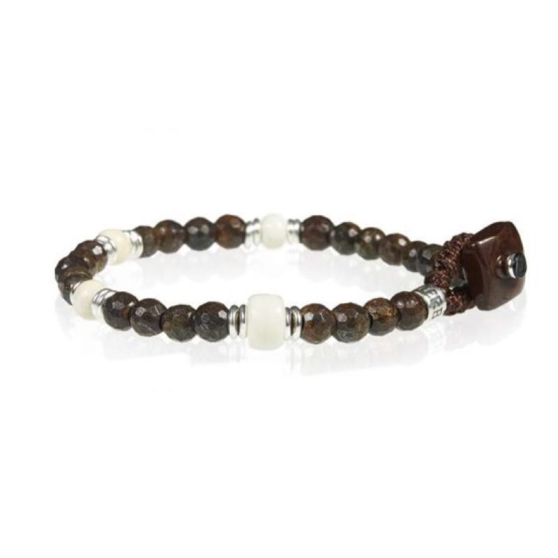 Bracciale Unisex GERBA WBROWN02 con Cordoncino Pietre Naturali e Argento 925