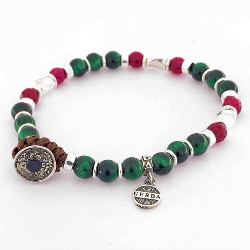 Bracciale Unisex GERBA SUN09 in Macramè con Pietre Naturali e Argento 925