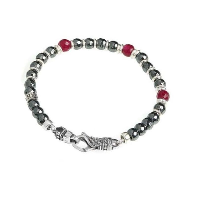 Bracciale Unisex GERBA MOSCH09 con Pietre Naturali e Moschettone Argento 925
