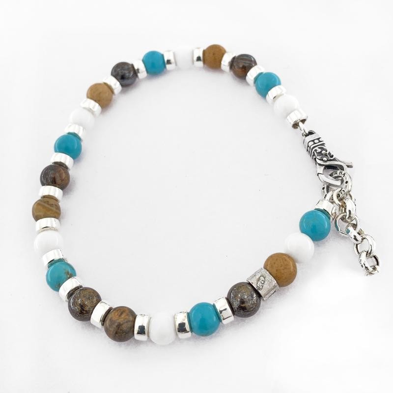 Bracciale Unisex GERBA MOSCH13 con Pietre Naturali e Moschettone Argento 925