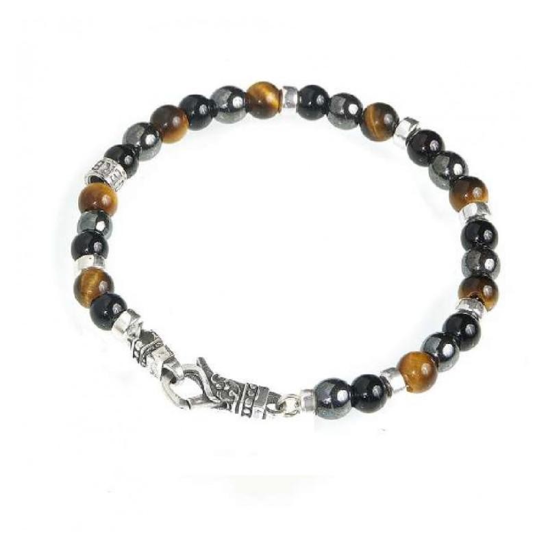 Bracciale Unisex GERBA MOSCH04 con Pietre Naturali e Moschettone Argento 925