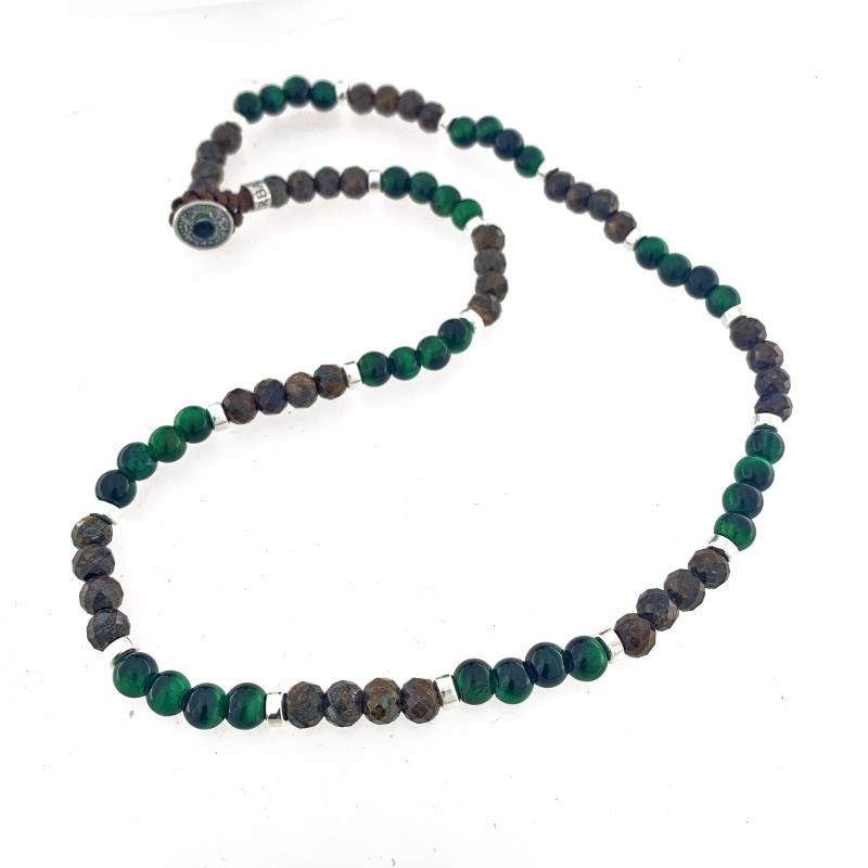 Collana Unisex GERBA C20 con Pietre Naturali e Argento 925 50cm