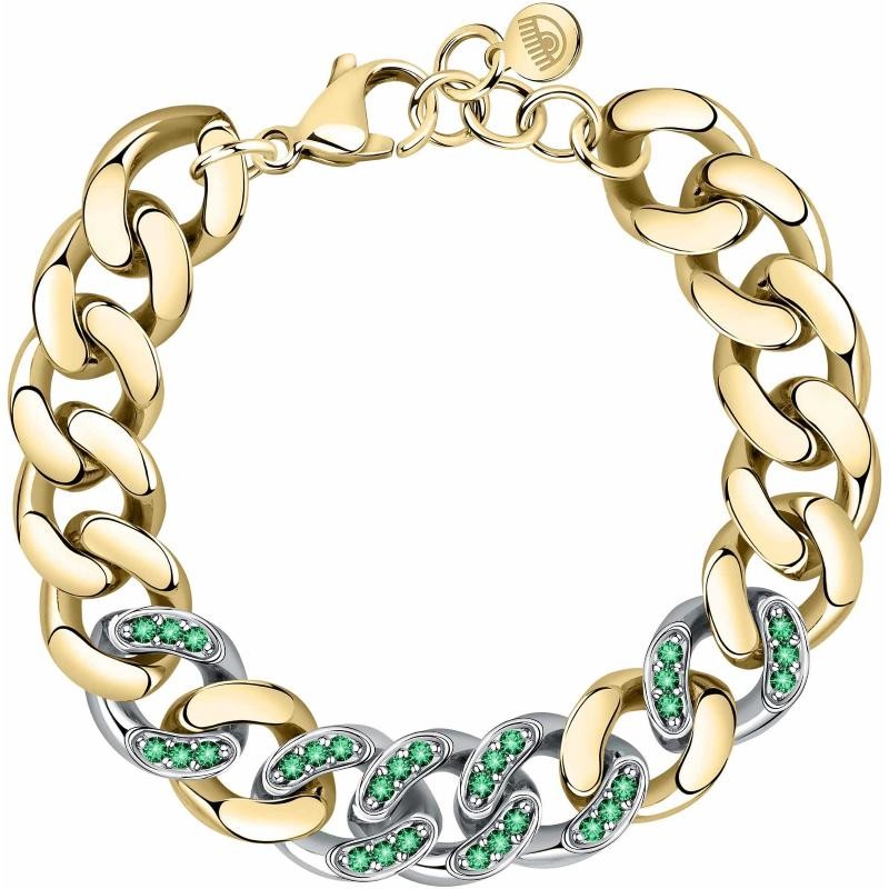 Bracciale Donna CHIARA FERRAGNI J19AUW48 Grumetta Acciaio PVD Oro con Zirconi Verdi