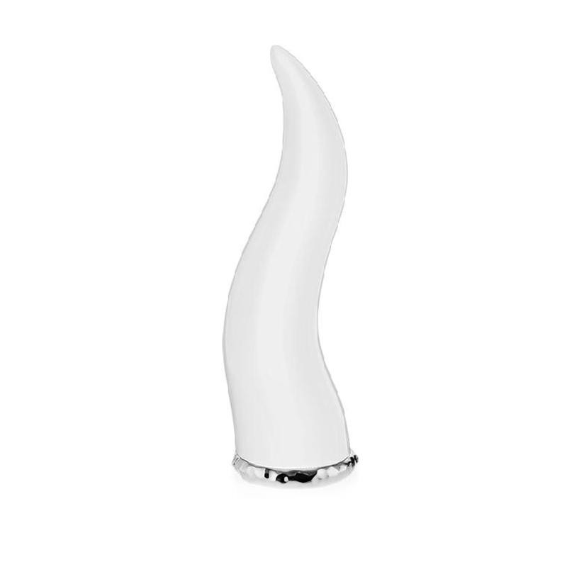 Statua in Resina LEO080788BI con Corno Smaltato Bianco 13 cm
