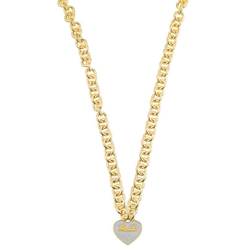 Collana Da Donna LIU-JO LJ634 In Ottone Placcato Dorato Con Cuore Pendente Marchiato 