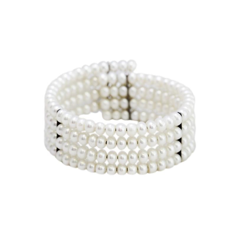 Bracciale Donna Pp38 Perle Acqua Dolce Elastico Diametro 5.8 Cm