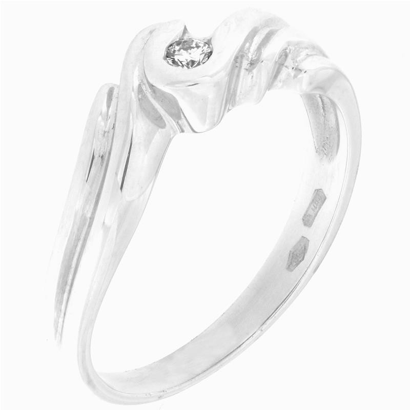 Anello Solitario Donna Oro Bianco 18kt 059 Diamante Naturale 0.05ct G-Color VS1 Peso Oro 4.40 gr